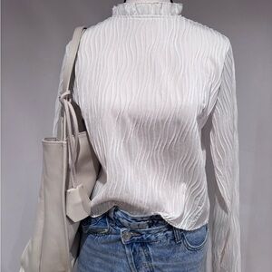 Elegant White Textured Women's Top